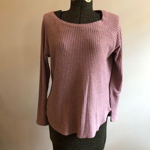 American Eagle Soft & Sexy Plush Mauve  Rose Long Sleeve Waffle top